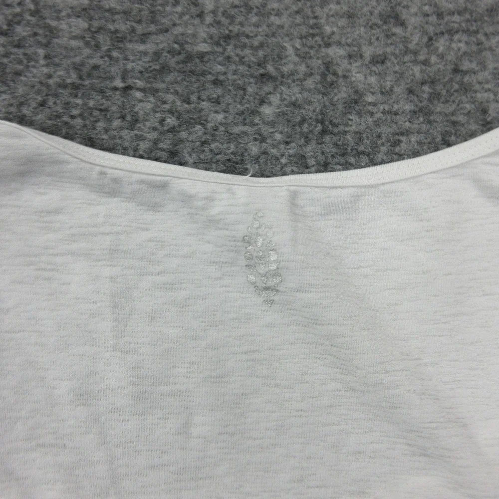 Free People Shirt Womens Small White Jersey Ruched Front Long Sleeve Crop Top